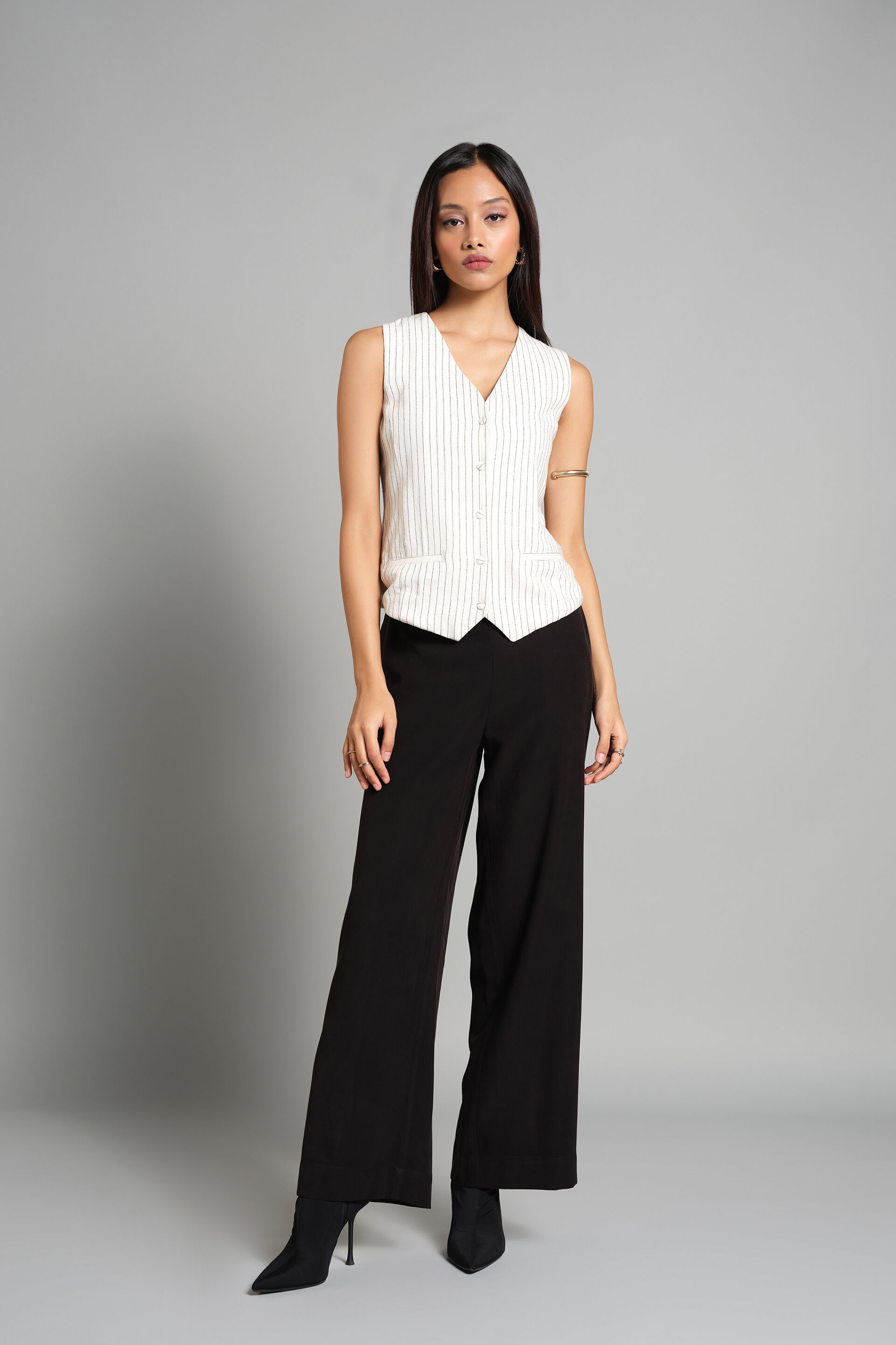Pin-striped Waistcoat, White, image 1